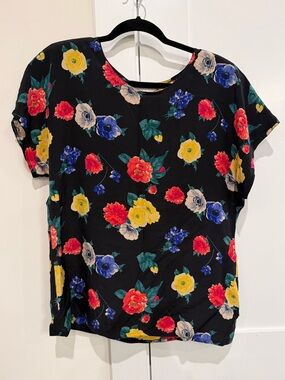 MAX MARA MAXMARA Vintage Floral Print Short Sleeve Top Blouse cottagecore Sz 14